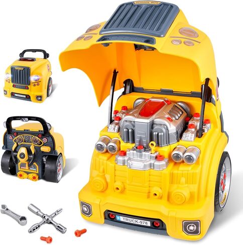 Interactive Truck Engine Toy with Removable Parts - Lights, Sounds，Ages3-5 in Saudi Arabia