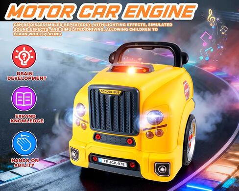 Interactive Truck Engine Toy with Removable Parts - Lights, Sounds，Ages3-5 in Saudi Arabia