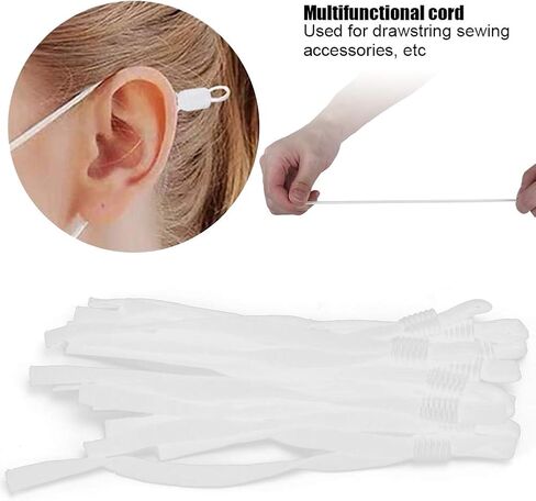 200Pcs Elastic Bands, Adjustable Elastic Cords, Stretchy Earloop Rope for Mask Ear Lanyard Ear Muff Cord Sewing (White) in Saudi Arabia
