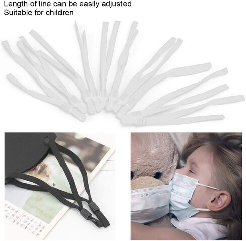 200Pcs Elastic Bands, Adjustable Elastic Cords, Stretchy Earloop Rope for Mask Ear Lanyard Ear Muff Cord Sewing (White) in Saudi Arabia