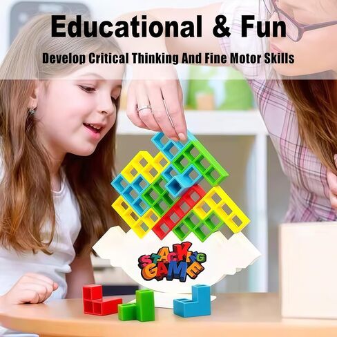 Balance Stacking Attack Block Game, Board Games for 2 Players+ Family Games, Family Travel Party Game for Adult & Kids, Suitable for Kids, Adults, Party, Friends, Team, Pack of 32 in Kuwait