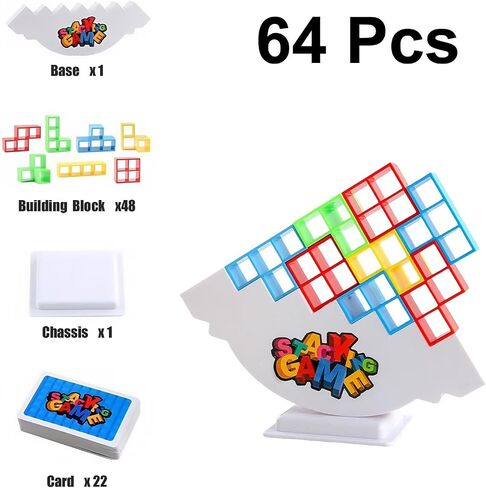 Balance Stacking Attack Block Game, Board Games for 2 Players+ Family Games, Family Travel Party Game for Adult & Kids, Suitable for Kids, Adults, Party, Friends, Team, Pack of 32 in Kuwait