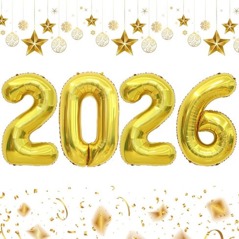 2026 Balloons, 2026 Number Balloons, 2026 Gold Balloon, Foil Happy New Year Balloon for New Year Eve Party Supplies 2026 Graduation Decorations Anniversary Birthday Home Office Decorations, 16 Inch in Saudi Arabia