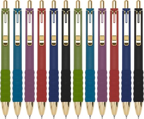 Linbsunne Gel Pens Black Ink Pen 0.5mm fine Point Pens Smooth Writing Retractable Office Supplies (Vintage-12 pcs) in Kuwait