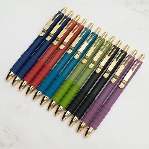 Linbsunne Gel Pens Black Ink Pen 0.5mm fine Point Pens Smooth Writing Retractable Office Supplies (Vintage-12 pcs) in Kuwait