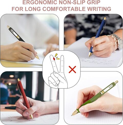 Linbsunne Gel Pens Black Ink Pen 0.5mm fine Point Pens Smooth Writing Retractable Office Supplies (Vintage-12 pcs) in Kuwait