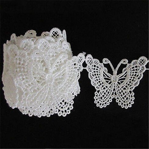 1 M Vintage White Butterfly Lace Edge Trim Embroidery Applique for Sewing Craft in Saudi Arabia