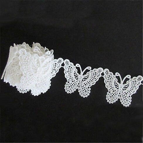 1 M Vintage White Butterfly Lace Edge Trim Embroidery Applique for Sewing Craft in Saudi Arabia