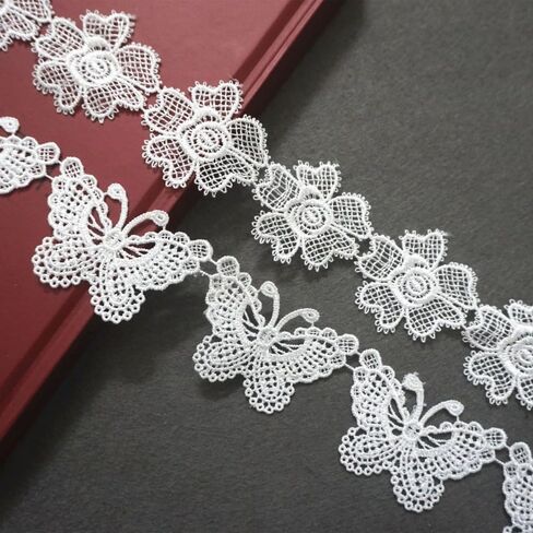 1 M Vintage White Butterfly Lace Edge Trim Embroidery Applique for Sewing Craft in Saudi Arabia