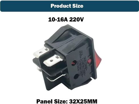 2Pcs Rocker Switch RF-1004 4 Pins 2 Positions with Red Light 2Pcs 16(4) A 250VAC 10(4) A T85/55 50-60Hz in Saudi Arabia