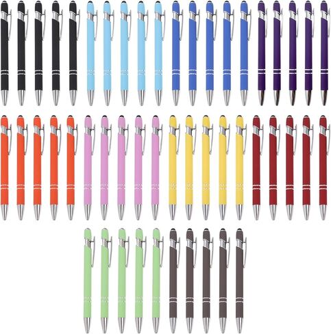 Homaisson 50 Pcs Click Ballpoint Pens, Writing Pens Bulk, Sturdy Plastic Body, Smooth Writing, 10 Colors, Comfortable Grip, Ideal for School, Office, and Daily Use in Saudi Arabia