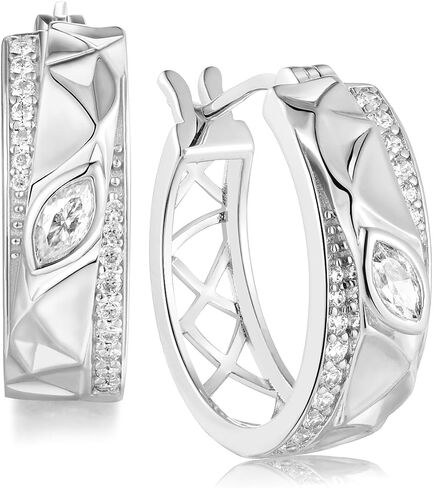 D Color VVS1 Clarity Moissanite 20mm أقراط هوب للنساء والرجال، الصلبة 925 الفضة الاسترليني مع الروديوم / مطلية بالذهب، أقراط هوجي دائرية الشكل، مجوهرات عيد الميلاد وعيد الحب in Saudi Arabia