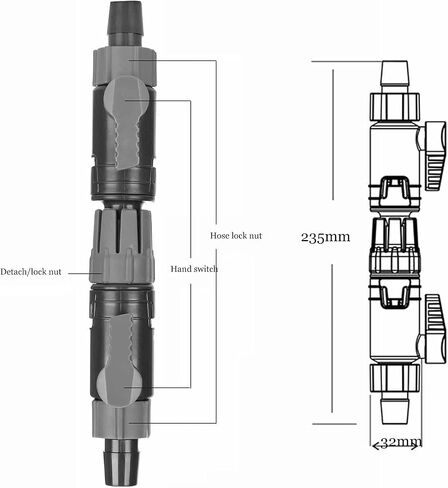 Aquarium Water Control Valve, Double Tap Connector, Quick Release Aquarium Connector Plastic Aquarium Connector(K-16/22mm) in Saudi Arabia