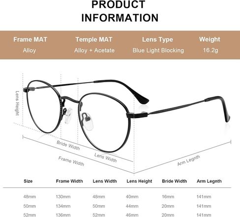 RB.Pilot Small Metal Round Reading Glasses for Women Men Classic Vintage Retro Shades Blue Light Blocking Computer Readers in Saudi Arabia