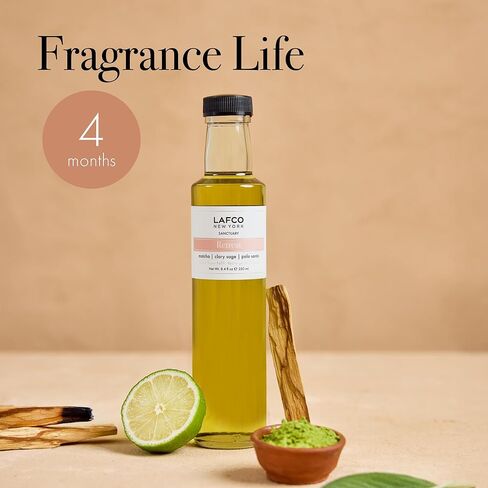 LAFCO New York Reed Diffuser Refill, Fresh Cut Gardenia - 8.4 oz - Up to 4-Month Fragrance Life - Includes Natural Wood Reeds - Free of Dyes & Propellants - Made in The USA in Kuwait