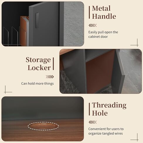 Reception Desk with Counter,Modern Front Table Equipped Lockers & Storage Shelves,Retail Counter Table with Cable Grommet for Lobbies,Salons,Home Offices,Reception Room(Black&Walnut L78.7in) in Saudi Arabia
