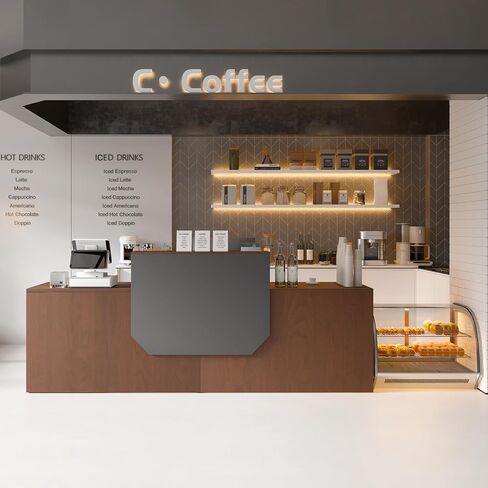 Reception Desk with Counter,Modern Front Table Equipped Lockers & Storage Shelves,Retail Counter Table with Cable Grommet for Lobbies,Salons,Home Offices,Reception Room(Black&Walnut L78.7in) in Saudi Arabia