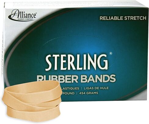 Alliance Rubber 24255 Sterling Rubber Bands Size #117A, 1 lb Box Contains Approx. 500 Bands (7" x 1/16", Natural Crepe) Beige in Saudi Arabia