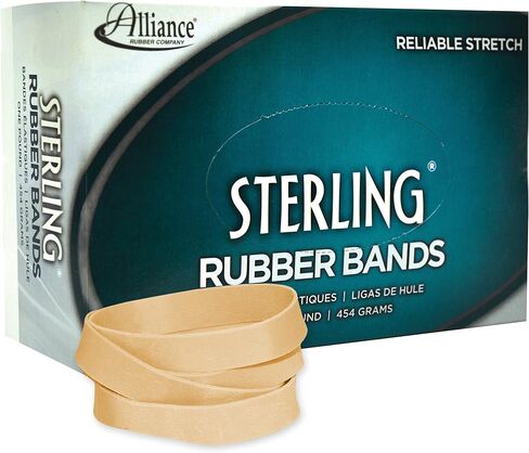 Alliance Rubber 24255 Sterling Rubber Bands Size #117A, 1 lb Box Contains Approx. 500 Bands (7" x 1/16", Natural Crepe) Beige in Saudi Arabia