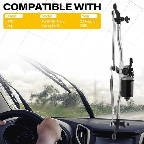 محرك ممسحة الزجاج الأمامي ومجموعة الربط متوافقة مع Jeep Wrangler JK 2007-2018، يستبدل 55077859AB 55077859AC 55077859AD 68002388AB in Saudi Arabia