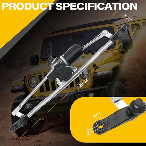 محرك ممسحة الزجاج الأمامي ومجموعة الربط متوافقة مع Jeep Wrangler JK 2007-2018، يستبدل 55077859AB 55077859AC 55077859AD 68002388AB in Saudi Arabia