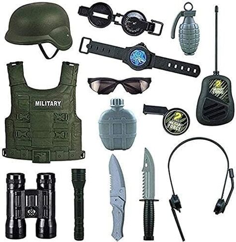 ​Combat Force 14 Piece Toys, Detective Team and Children's Clothing Including Helmets, Military Vests, Binoculars and Other Play Accessories. in Saudi Arabia