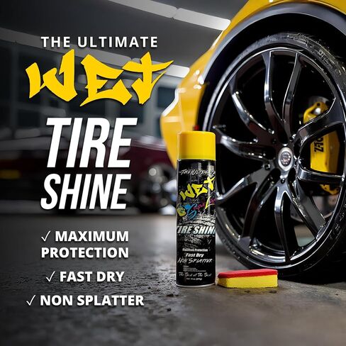 Street Legal The Ultimate Wet Tire Shine, High Gloss Wet-Look Tire Dressing, Silicone-Based Formula, 14 oz Aerosol (Pack of 12) in Saudi Arabia