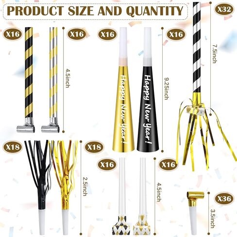 Lenwen 200 Pcs New Years Eve Noisemakers Party Favor 2026 Happy New Year Gold Silver Blower Horns Whistles Party Supplies for Birthday Celebration Sporting Events(Colorful) in Kuwait