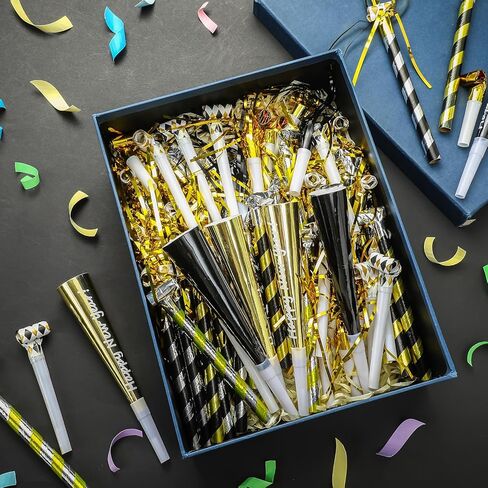 Lenwen 200 Pcs New Years Eve Noisemakers Party Favor 2026 Happy New Year Gold Silver Blower Horns Whistles Party Supplies for Birthday Celebration Sporting Events(Colorful) in Kuwait