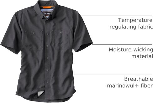 Orvis Tech Chambray Short-Sleeve Work Shirts for Men with Odor Control Thermal Regulation, and UPF 40 Sun Protection in Saudi Arabia
