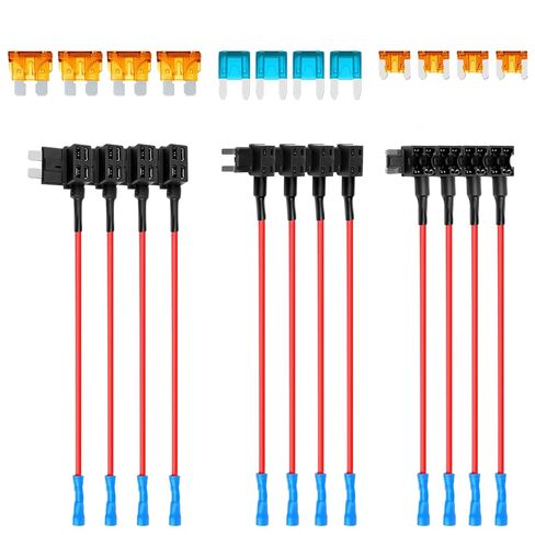 12 قطعة 12 فولت سيارة إضافة إلى دائرة الصمامات الحنفية حامل 4 أنواع - معيار صغير Micro2 وصنابير الصمامات منخفضة المستوى، مجموعة متنوعة من الصمامات بليد حاملي الصمامات لمصابيح LED الداخلية وإكسسوارات السيارات in Kuwait