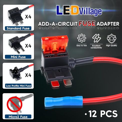 12 قطعة 12 فولت سيارة إضافة إلى دائرة الصمامات الحنفية حامل 4 أنواع - معيار صغير Micro2 وصنابير الصمامات منخفضة المستوى، مجموعة متنوعة من الصمامات بليد حاملي الصمامات لمصابيح LED الداخلية وإكسسوارات السيارات in Kuwait
