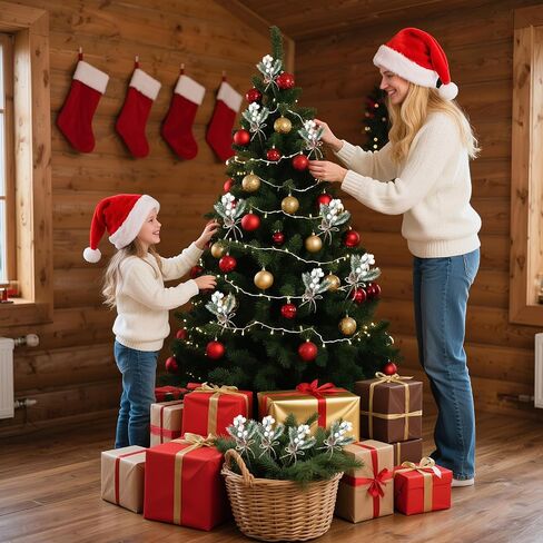 ALAGIRLS 8 قطع 8 بوصات من صنوبر عيد الميلاد، فروع إبر الصنوبر الاصطناعية مع سيقان التوت الأحمر، فروع أكواز الصنوبر الصغيرة المزيفة من هولي التوت للحرف اليدوية شجرة عيد الميلاد DIY إكليل عطلة إكليل in Kuwait