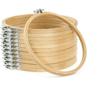 Yorwex 12 Pieces 4 Inch Embroidery Hoops Adjustable Wooden Circle Cross Stitch Hoop Ring for Art Craft Handy Sewing and Christmas Ornaments in Saudi Arabia