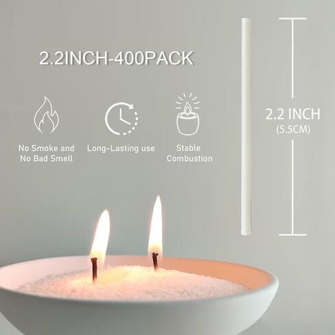 Pearled Candle Cotton Wicks 400-Pack for Sand Candles Making - 2Inch Metal-Free and Lead-Free Refill Sand Wax Wick for Candle Making DIY (White) in Saudi Arabia