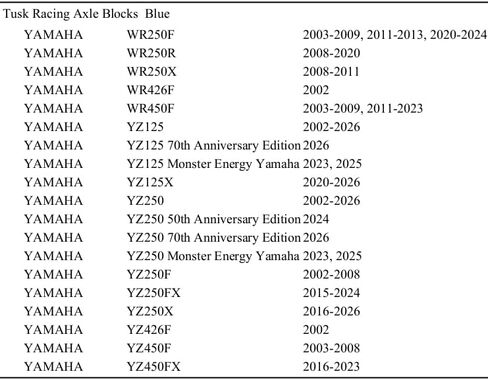 TUSK Racing Axle Blocks Blue Compatible with Yamaha YZ125/250 2002-2026 in Saudi Arabia