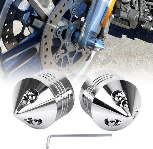 Pair Spike Chrome Front Axle Cap Nut Cover for Harley Dyna FXD FXDB Touring Road King Road Street Electra Glide FLHT FLHX 2000-2007 in Saudi Arabia
