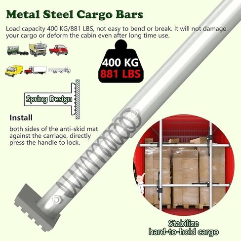 Adjustable Truck Bed Divider - 104" Cargo Ratcheting Bar for Pickup/SUV/Reefer/Semi Trailers - Non-Slip Cargo Pole with Grip Pad (1 Pack) in Saudi Arabia