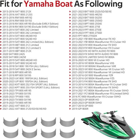 JAVIK 8PCS Crankshaft Rod Bearing for Yamaha WaveRunner FX Cruiser SHO GP1800 GP1800R GX1800 WaveRunner FZR GX1800A WaveRunner FZS FX1800 WaveRunner FX Cruiser FX1800 2008-2024 O.E.M# 6S5-11656-70-00 in Saudi Arabia