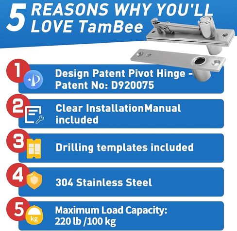 TamBee Door Pivot Hinge Heavy Duty Detent Hidden Bookcase Hinges Secret Door Hinges Stainless Steel Invisible Door Hinge Hardware with Hold Open in Saudi Arabia