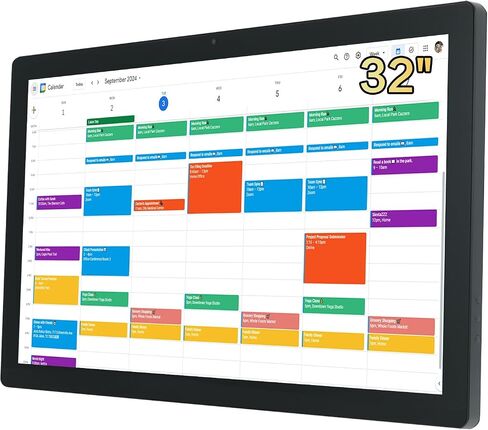 تقويم رقمي مقاس 32 بوصة ومخطط مهام، شاشة تفاعلية تعمل باللمس لجداول الأسرة، ومكبرات صوت وكاميرا مدمجة، يتضمن التقويم الإلكتروني حامل على الحائط وحامل مكتب in Saudi Arabia