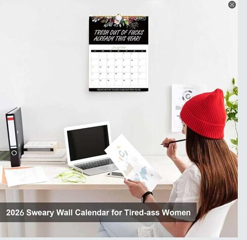 2026 Fu-ck It Wall Calendar for Tired-Ass Women, 2026 Fu-ck It Calendar for Tired Women, Home Office Hanging Calendar, Funny Swear Word Monthly Calendar Gag Gift in Saudi Arabia