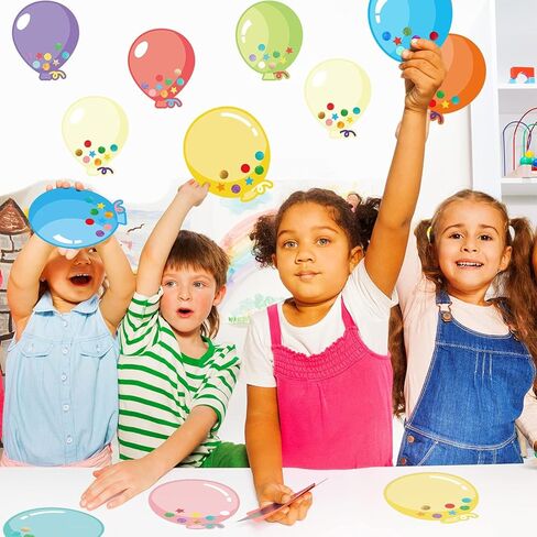 45 Pieces Colorful Balloons Cut-Outs, Balloon Accent Paper Cutout Bulletin Board Classroom Decoration Balloon Name Tag Label for Teacher Student Back to School Party Supplies, 5.3 x 6.3 Inch in Kuwait