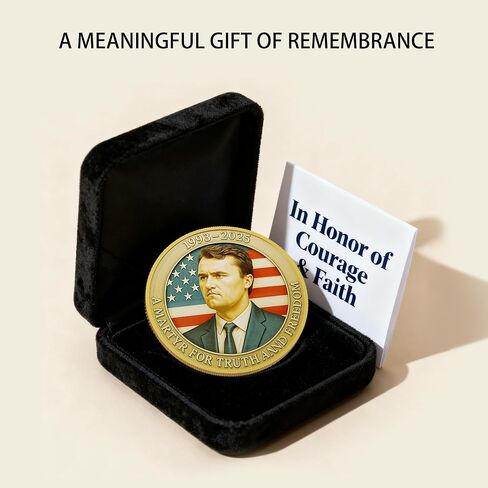 Charlie Kirk Commemorative Coin – 1993-2025 Memorial Tribute – “A Martyr for Truth and Freedom" – Collectible Challenge Coin with American Flag Design – Christian & Patriotic Keepsake Gift (A) in Saudi Arabia