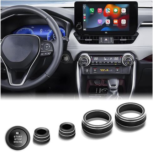 for Toyota RAV4 2019 2020 2021 2022 2023 2024 2025 Accessories, 6PCS Aluminum Alloy Knob Cover Trim Kit - Push Start, AC & Volume Dial (Orange) in Saudi Arabia