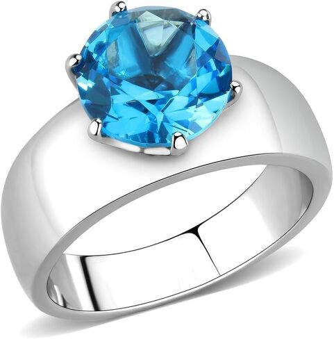TK52001 - High polished (no plating) Stainless Steel Ring with AAA Grade CZ in Garnet, Size 7 in Saudi Arabia