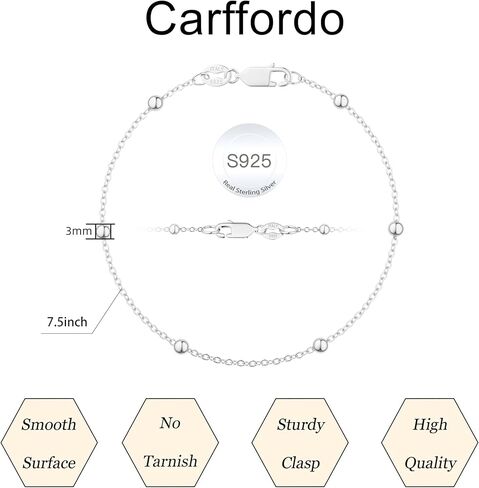 سوار من الفضة الاسترليني 925 للنساء - أنيق 6.5/7 بوصة 3 مم سلسلة ربط الخرز العصرية 16 قيراط مطلية بالذهب سلسلة الأقمار الصناعية القابلة للتعديل مقاومة للماء وغير مشوهة هدية مجوهرات in Kuwait