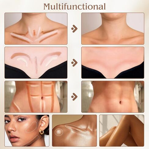 Contour Highlighter Stick，2-in-1 Dual-Ended Cream Bronzer & Highlighter Sticks Pen for Face Body Contouring Makeup- Buildable，Waterproof, Easy to Apply Suitable for Beginners，02Nude + Light Beige in Saudi Arabia