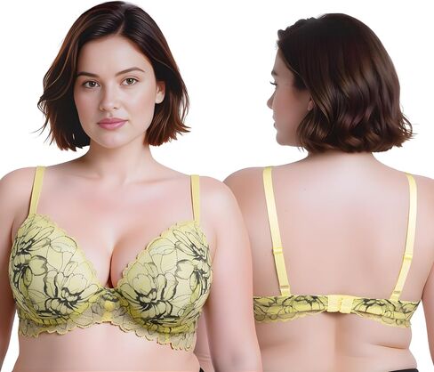 Curve Muse Women's Underwire Plus Size Push Up Add 1 and a Half Cup Lace Bras in Kuwait