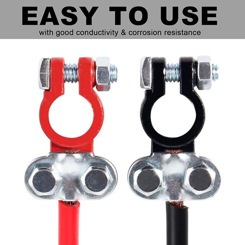 Universal Negative (-) & Positive (+) Battery Cable Terminal Top Post Connectors Clamps (Durable&Adjustable Quick Release Assortment Set Kit) for Car Truck Van Boat Yacht RV Automotive in Saudi Arabia
